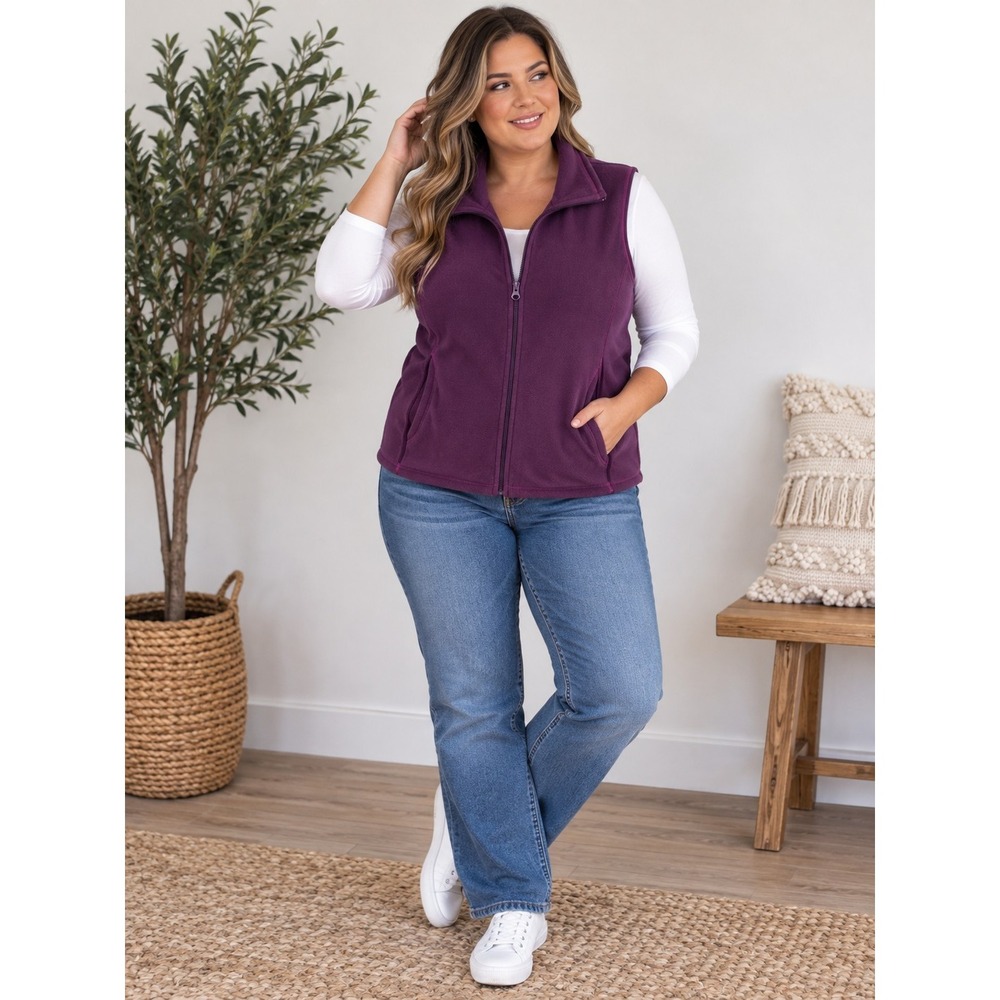 Old Navy Women's Large Purple Fleece Vest Full Zip Pockets Lightweight